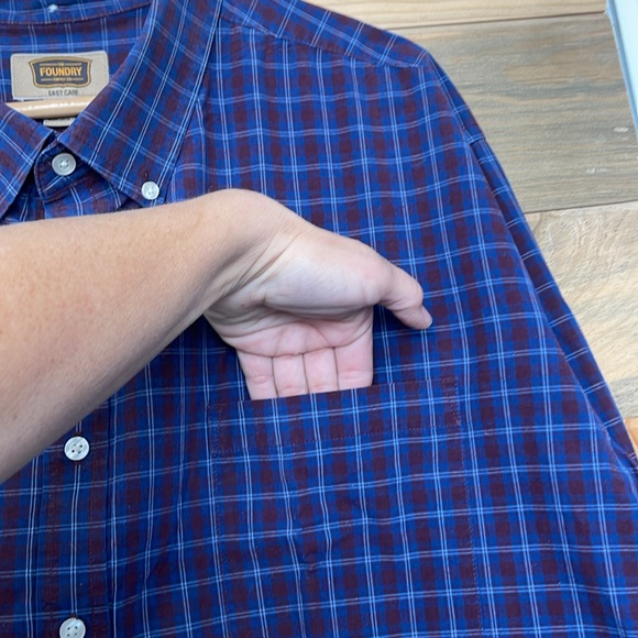 Foundry Men's‎ Button-Down Shirt Big & Tall Blue Plaid 3XL - Picture 4 of 9